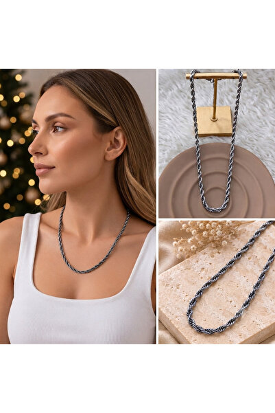 FM 💎   Premium Silver Color Shiny and Stylish Unisex Twisted Rope Thick Chai...