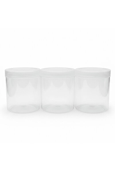 JIHAM 3-Piece Clear Plastic Jar Set - 850 ml - 10×12 cm