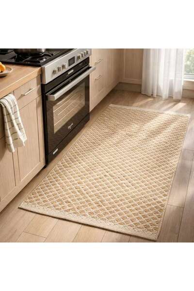 PAN HOME Izuka Handwoven Jute & Cotton Dhurrie 90x150cm - Natural
