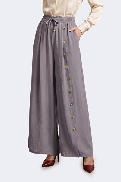 BEARRAYBON Women's Light Brown Loose-Leg Ayrobin Pants (Elastic Waist and Poc...