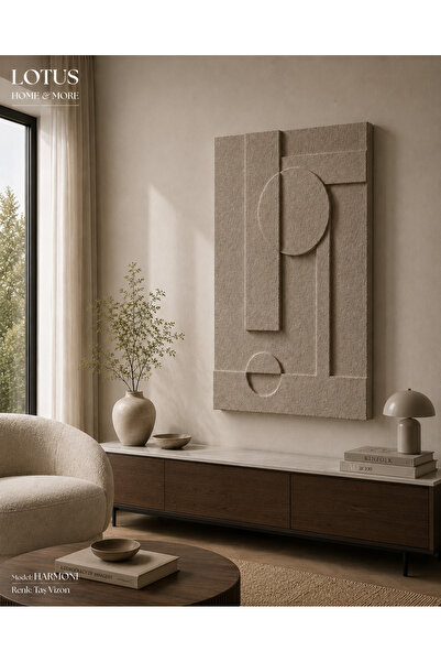 Lotus Home&More HARMONİ - El Yapı 3 Boyutlu Dokulu Doğal Taş ve Alçı Rölyef T...