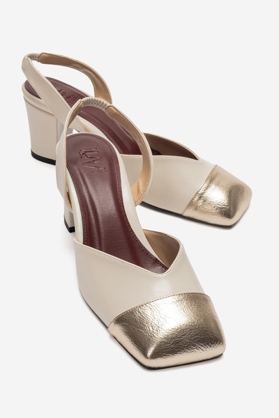 LuviShoes حذاء MARUELLE إكرو جولد نسائي بكعب عالٍ