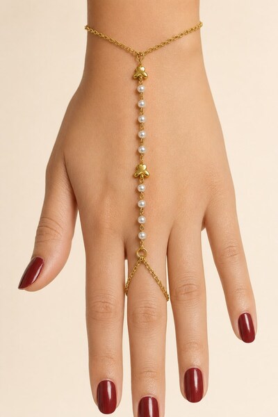 X-Lady Accessories Altın Renk Kelebek Sıralı İnci Çelik Şahmeran - 3904