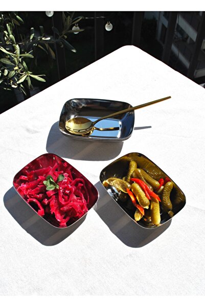 Qualitev 6-Piece Stainless Steel Cornered Kayak Appetizer Bowl 14 cm Mini Ser...