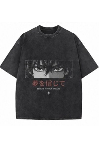 bellanova Unisex πολύχρωμο μπλουζάκι με στάμπα Oversize Streetwear Άνετη εφαρ...