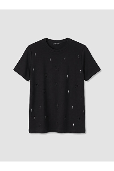 LC Waikiki NEVAVM Γυναικείο T-shirt Soft Touch με διακριτική διακόσμηση με πέ...