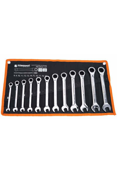 Powermat Set combinat de chei cu clichet PM-KPLO-12T, 12 piese, PM1175