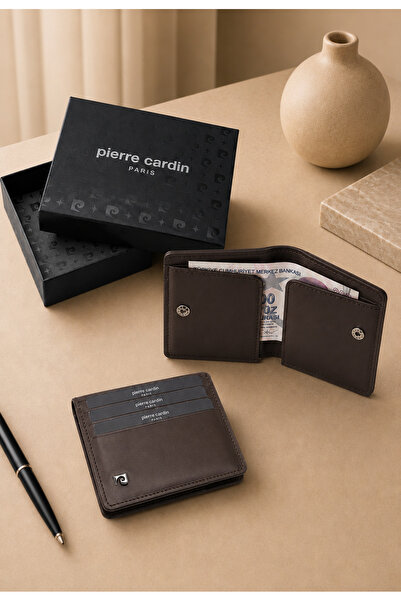 Pierre Cardin Brown Leather Card Holder with Openable Inner Compartment - 100...