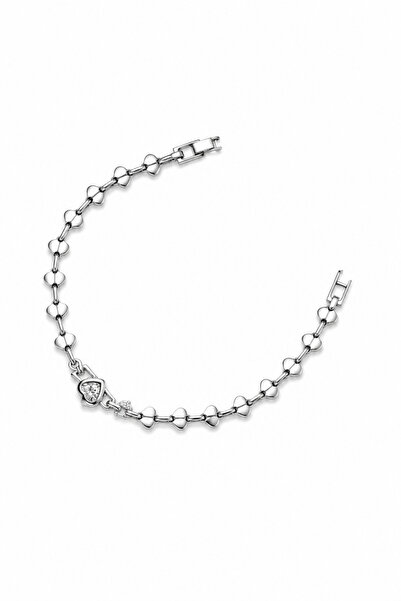 Balenbi Jewelry Silver Color Heart Figured Zircon Stone Detailed Stainless St...