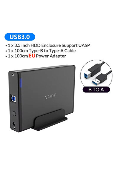Choice8 علبة قرص صلب خارجي من أوريكو بمنفذ USB A وقابس أوروبي، مقاس 3.5 بوصة ...