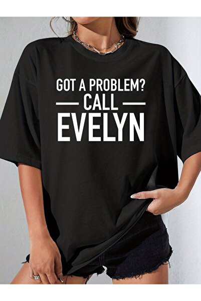 01THEONE Women's Funny "Got a Problem Call Evelyn" T-Shirt Soft Breathable Cr...