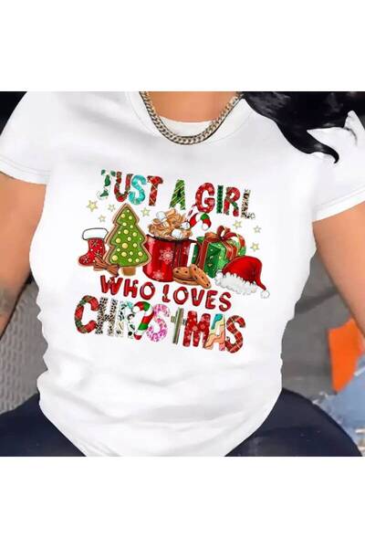 KYMC07 Womens Christmas TShirt Comfortable Crew Neck Casual Cotton Blend Shor...