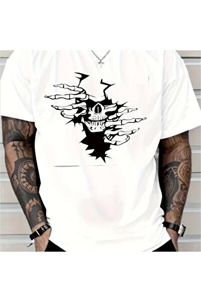 01THEONE Men'S T-Shirt Made from 100% Pure Featuring Gothic Skull Design - Ca...