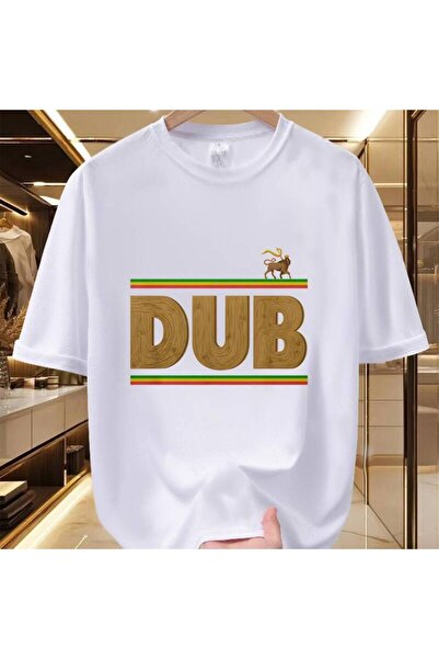 799 قميص رجالي بتصميم DUB على الصدر - قميص صيفي بأكمام قصيرة بتصميم نصوص جريئ...