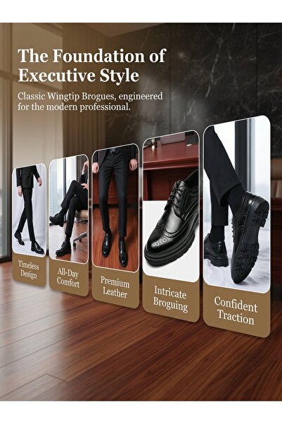 Saudi Step British Retro Brogue Men Leather Shoes, Round Toe Business Casual ...