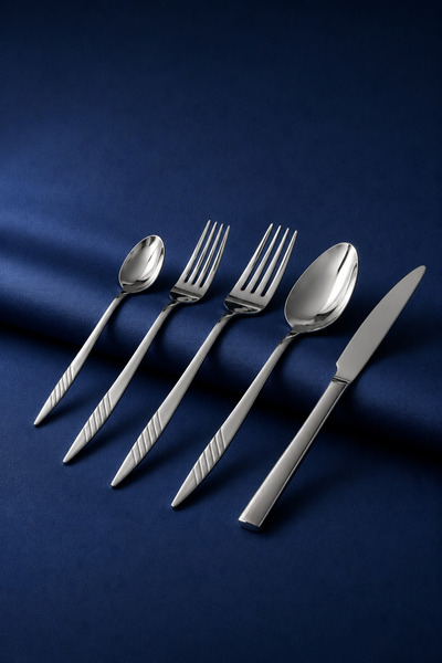 Gökdil Salkım 60 Vibe Steel Parça 12 Kişilik Çelik & Kutulu Çatal & Kaşık & B...