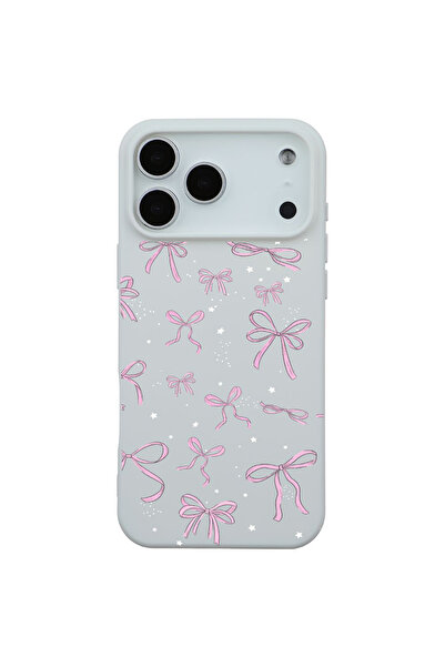 Casen iPhone 17 Pro Max Beyaz Ribbon Stars Kamera Korumalı Premium Renkli Sil...