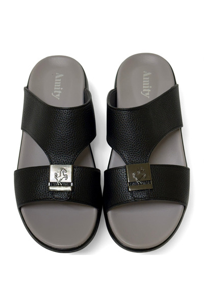 Chyfly traditional men's Arabic sandals in full-grain PU leather, easy to sli...