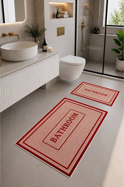 GNL HOME طقم سجادة حمام منقوشة مقاس 60 × 100 - 40 × 60، قاعدة غير قابلة للانز...