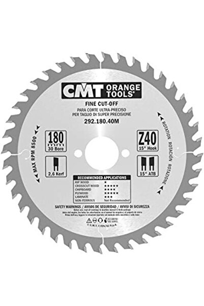 CMT Disc pentru tăiere transversală lemn laminat 180x30mm 40 dinți 292.180.40M