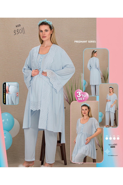 Generic Brand Women's Maternity and Postpartum 3-Piece Set - Openwork Lace De...