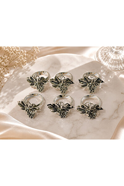 OEM Top Bottom Set OF 6 GRAPE NAPKIN RINGS, MADE OF GALVANIZED METAL