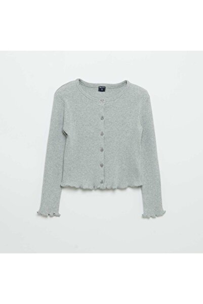 KIABI Long-sleeved ribbed knit cardigan GREY