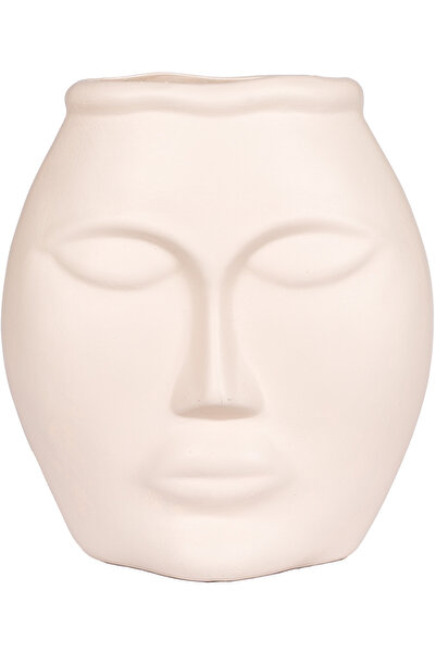 Herdekora مزهرية سيراميك مزخرفة كريم ميدوسا 21x25 سم.