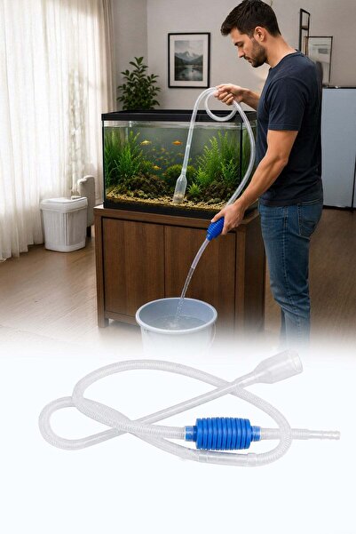 omilife Akvaryum Dip Temizleme Pompası Manuel Sifon Hortumu Kum Temizleme Su ...