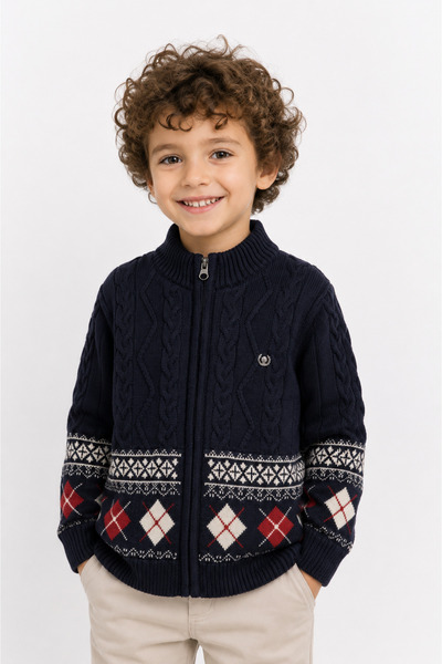 Babyhola Boys' Thick Cardigan with Velsoft Inside 23210