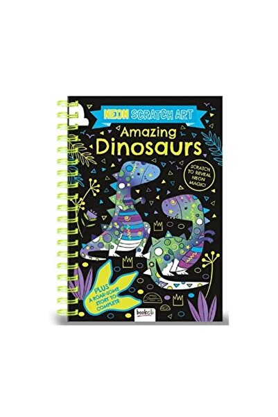 Bookoli Carte de artă cu răzuire neon cu dinozauri uimitori