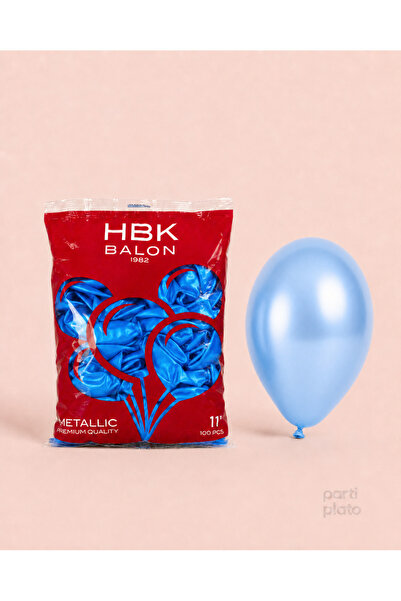 HBK Balon بالونات HBK معدنية باللون الأزرق الفاتح مقاس 11 بوصة، 100 قطعة، بال...