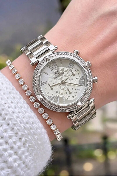 Feronnucci Women's Wristwatch with Calendar Bracelet Gift Gold Silver Double ...