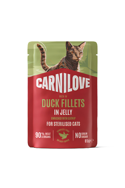 Carnilove طعام القطط الجيلاتيني الغني بالبط مع النعناع البري للقطط المعقمة 85...