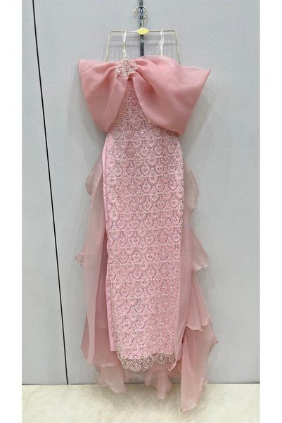 Ahlaa mawda pink evening dress
