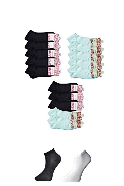 mtm My The Mall Clothing Black and White Women's Ankle Socks 15 Pairs