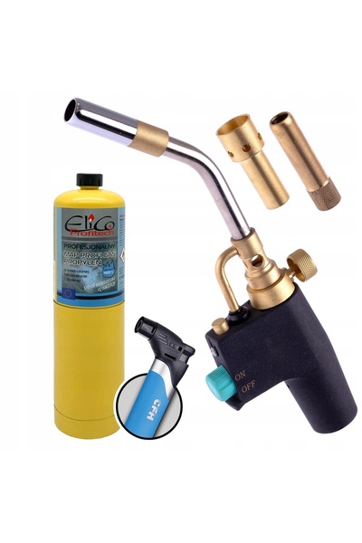 TC Technic Arzător pe gaz MAPP cu piezo, 3 duze turbo, butelie Elico + CFH