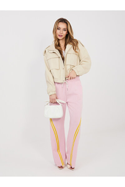 rue parıs Pantaloni Trening Dama Dreapta, Guler inalt, RUE PARIS, Roz Casual ...