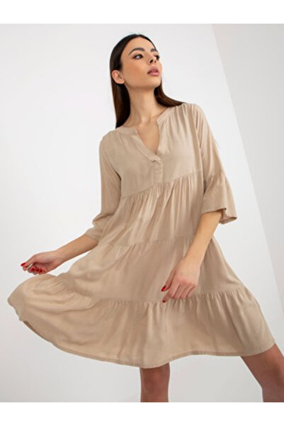 Sublevel Rochie Dama, Sublevel, Viscoza, Rochie evazata, Bej, model D73761M30...