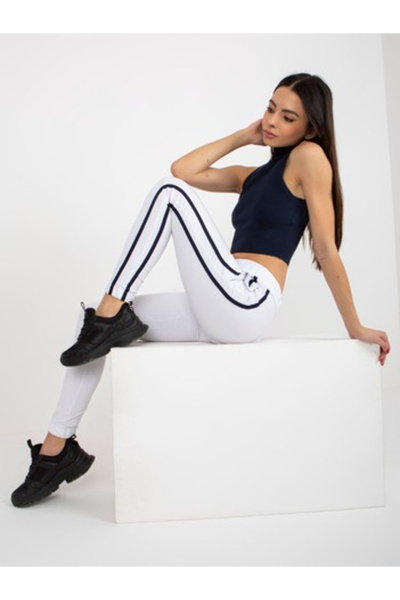 rue parıs Pantaloni Trening Dama Sport, Guler inalt, RUE PARIS, Alb Casual