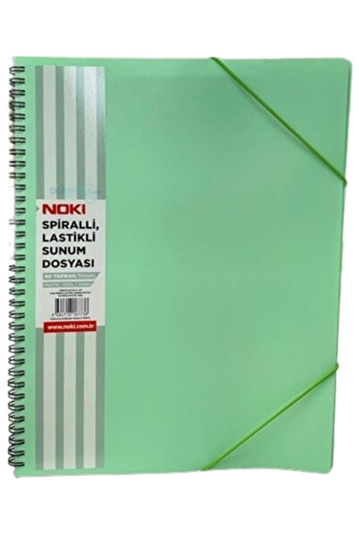 Noki Dosar de prezentare elastic cu spirală A4, 40 de coli, verde pastel