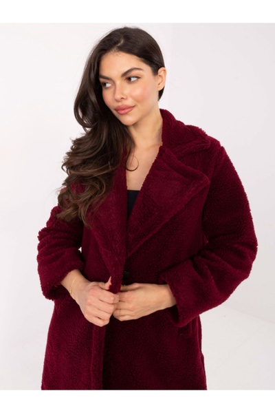 Factory Price Palton Dama, Poliester, Maneca lunga, Bordo, model IT-88121.01P