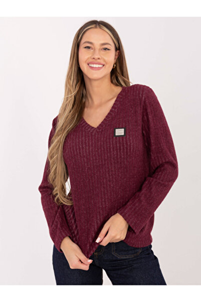 Relevance Pulover Dama Maneca lunga, Dungi, RELEVANCE, Bordo Casual Model RV-...