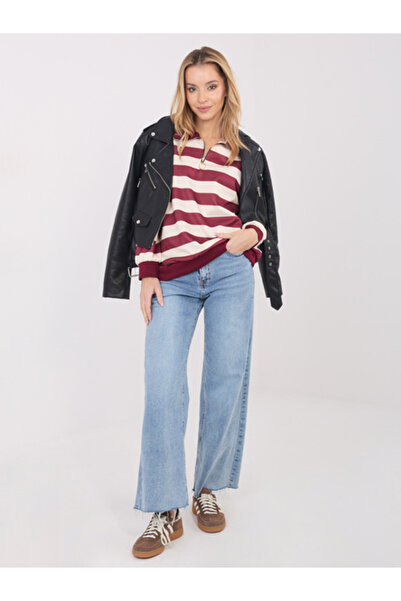 Italy Moda Bluza Dama Maneca lunga, Dungi, ITALY MODA, Bordo Casual Model IT-...