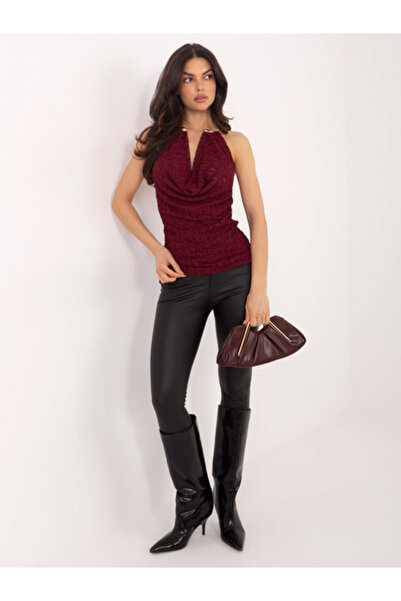 Italy Moda Top Dama Fara maneci, Dantela, ITALY MODA, Bordo Eleganta Model IT...