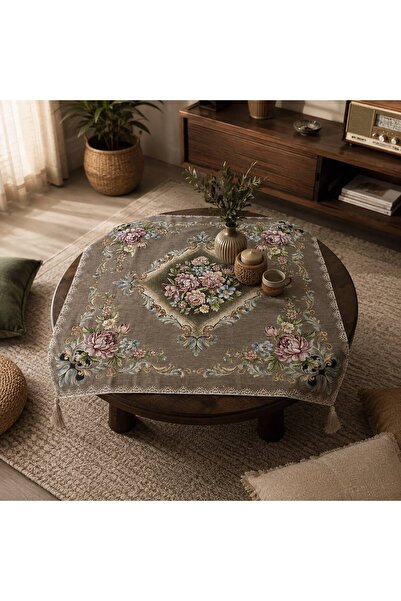 Yeshome Collection غطاء طاولة القهوة من قماش الشنيل مقاس 95×95 من رويال بوكيت