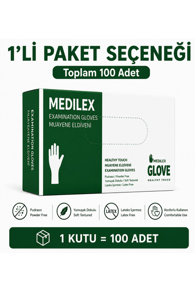 MEDİLEX Tpe Hybrid Powder-Free Examination Gloves 100 Pcs - 1 Pack Latex-Free
