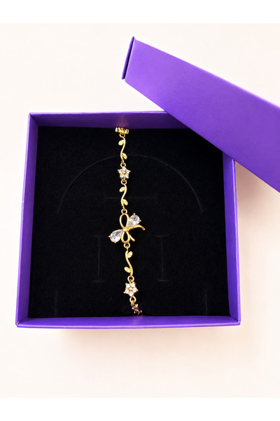 Gizemindünyası White Stone Tulip Bracelet with Ribbon Detail
