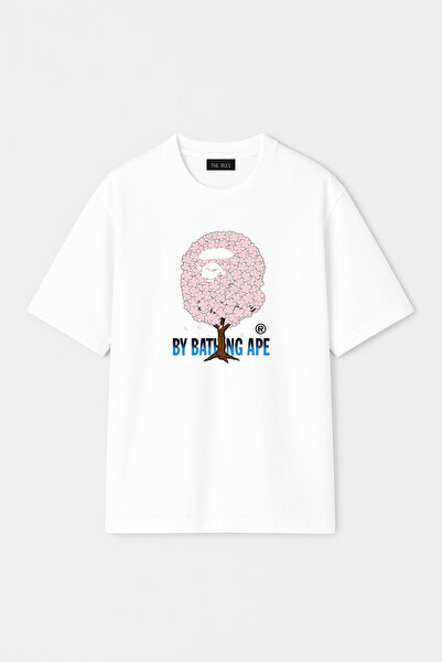 THE RULE تي شيرت للجنسين من Bathing Ape مطبوع عليه ساكورا، مقاس كبير، مصنوع م...