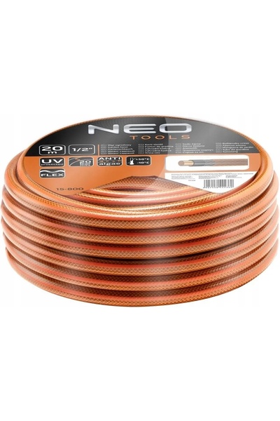 NEO Tools NEO Furtun de grădină rezistent 20m 1/2 " + Tambur + Aspersor + Rac...